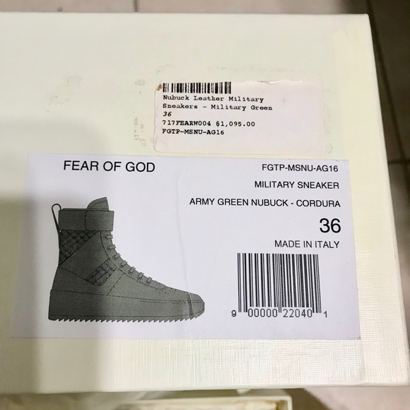 Fear Of God Army Green Military High Top Sneakers - Picture 4 of 8
